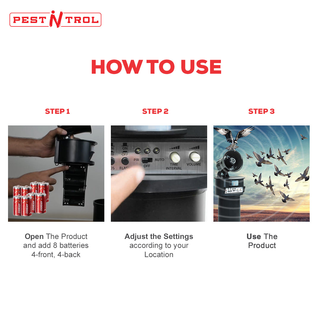 Bird and Pigeon Repeller for 1000-5000 Sq. Ft. - Pest-N-Trol LS-2020B